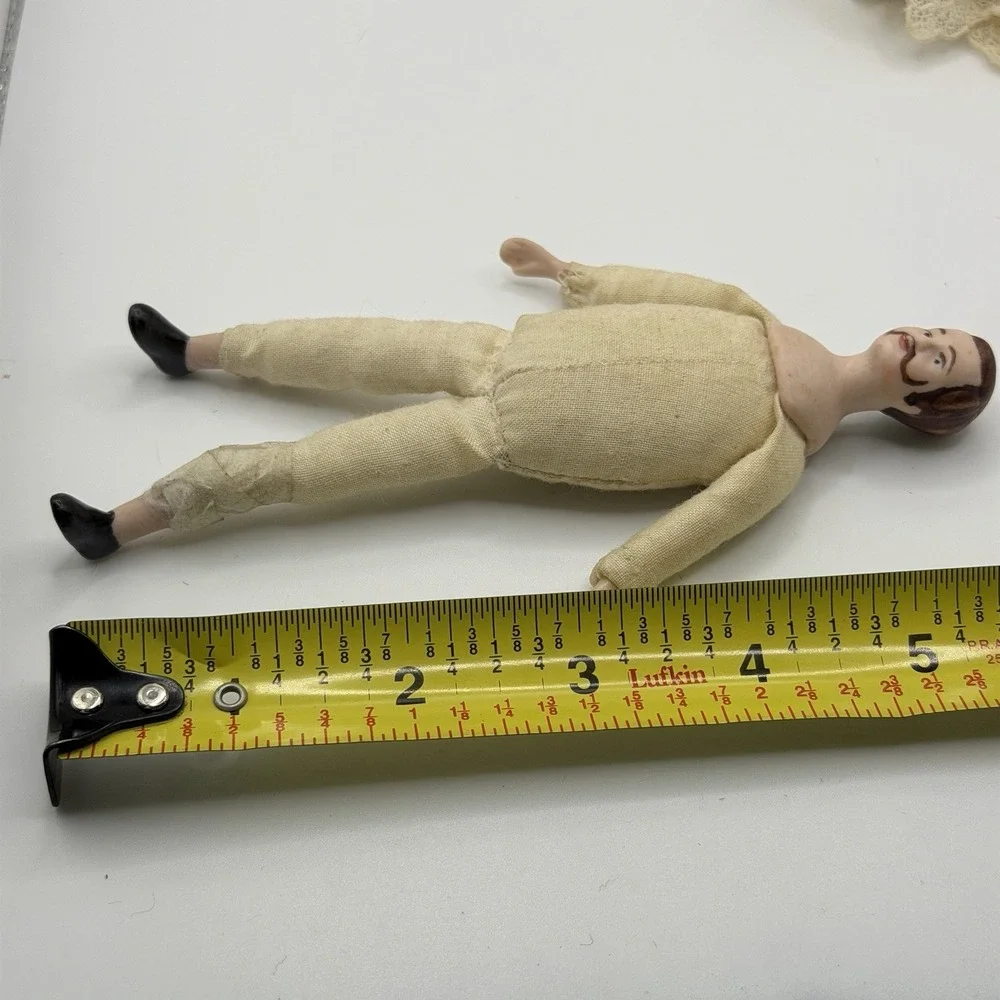 3‎ Miniature Porcelain Bisque & Fabric Dollhouse Dolls 5.75